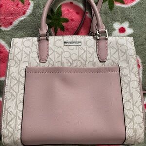 Calvin Klein Pink and Cream Satchel Bag